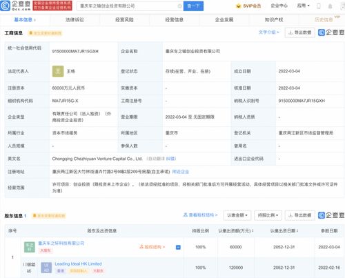 理想汽車投資成立創(chuàng)業(yè)投資公司 注冊資本6億元